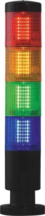 Produktfoto 1 von RS PRO LED Signalturm Keine Summer-Komponente 4-stufig Linse Gelb, Blau, Grün, Rot 24V Dauer Schraubanschlussklemme 165