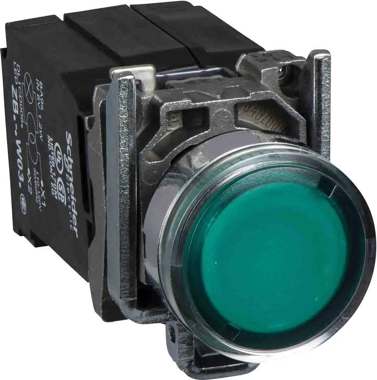 Produktfoto 1 von Schneider Electric XB4B Drucktastengehäuse, 2 x Ø 22 mm, Verchromtes Metall, IP40, IP69, IP66, IP69K
