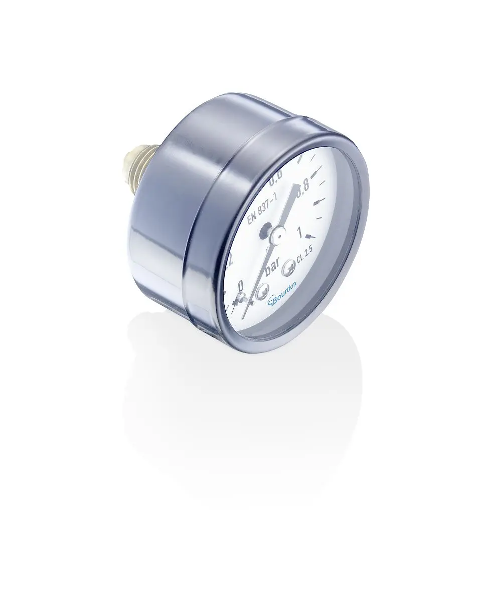 Produktfoto 1 von Bourdon Druckmessgerät Prozessanschluss hinten Analog 0bar → 1bar, Ø 42mm