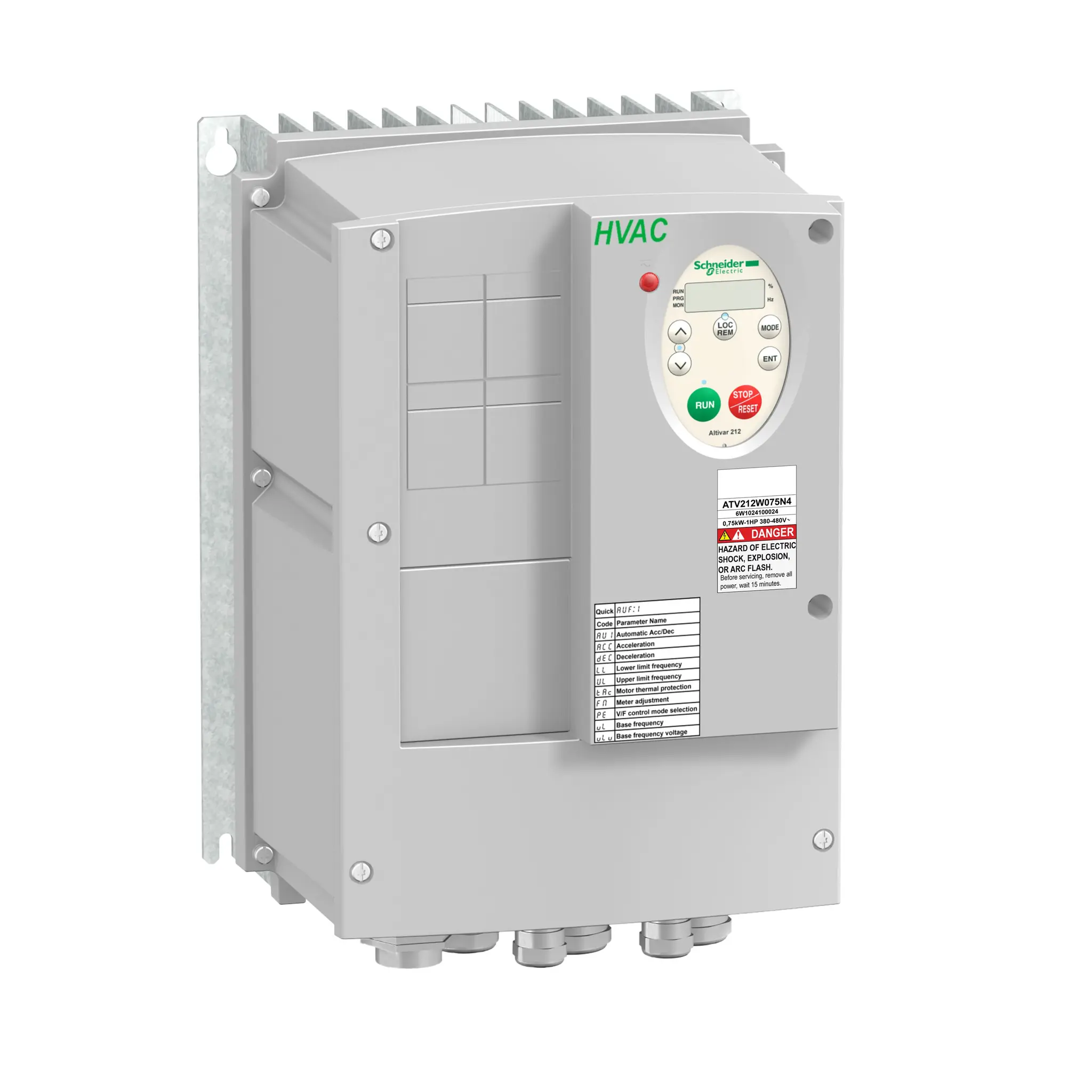 Produktfoto 1 von Schneider Electric Altivar 212 3-Phasen Drehzahlgeregelter Antrieb 0,75 kW 480 V / 1,4 A, 1,7 A. 0.5 → 200Hz für