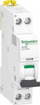 Produktfoto 1 von Schneider Electric Acti9 iDT40N Miniaturüberlastschalter, Pol 1-polig 40A, Abschaltvermögen 10 kA Acti9 500 V dc