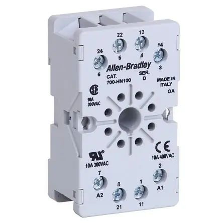 Produktfoto 1 von Allen Bradley Relaissockel zur Verwendung mit 700-HTA1A-, 700-HTA3A-Relais 700-HN, 8 -Kontakt, DIN-Hutschiene, 300V