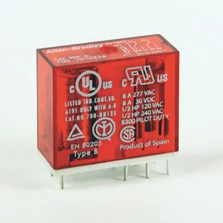 Produktfoto 1 von Allen Bradley 700-HPS Leistungsrelais 24V dc Spule 2-poliger Umschalter 8A 820 Ω 0.7 W