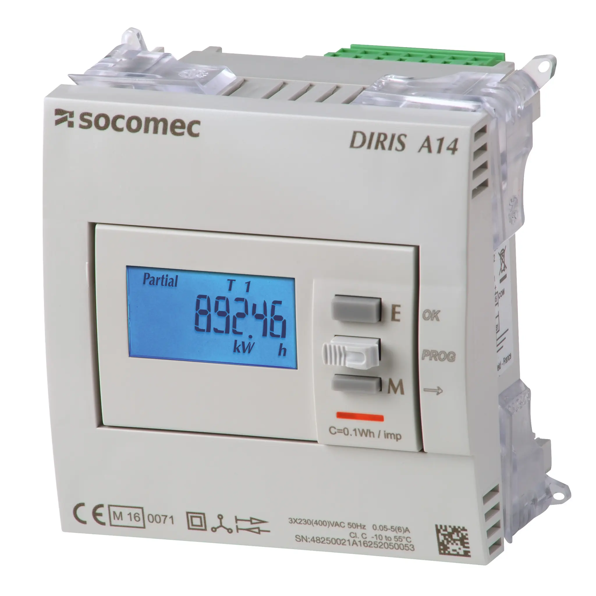 Produktfoto 1 von Socomec LCD Digitales Multifunktionsmessgerät für Leistung, Spannung, Leistungsfaktor, Frequenz, Strom H 90 mm B 72 mm