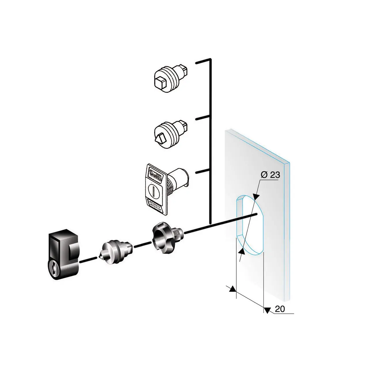 Produktfoto 1 von Schneider Electric NS 6.5 mm Dreieckschloss für Geräumiges CRN