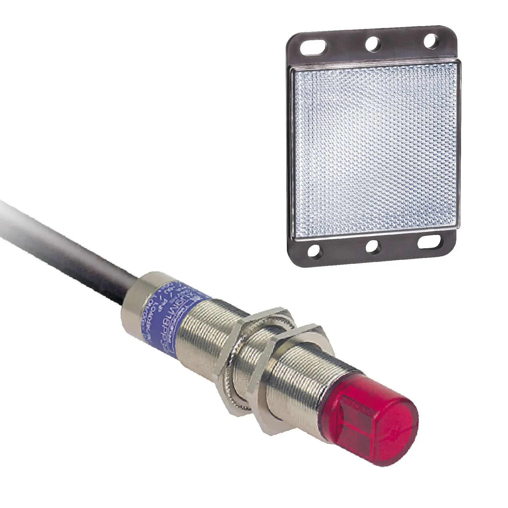 Produktfoto 1 von Telemecanique XU zylindrisch Optischer Sensor, Polarisierte Retroreflexion, Bereich 3 m, Diskret Ausgang, Anschlusskabel