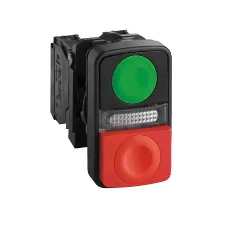 Produktfoto 1 von Schneider Electric Harmony Druckschalter Beleuchtet Federrückstellung Ø 22 mm, 1 Schließer/1 Öffner Grün, Rot, IP66,