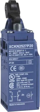 Produktfoto 1 von Telemecanique Sensors OsiSense XC Endschalter, Rollenstößel 1 Schließer/1 Öffner, IP66, Kunststoff 240V ac 3A