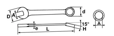 Produktfoto 1 von SAM Ring-Maulschlüssel 9/32 in Höhensicher, Länge 115mm