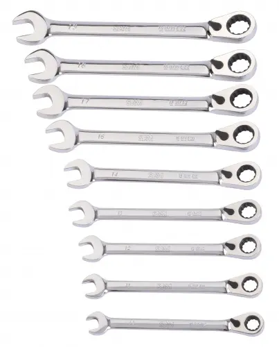 Produktfoto 1 von SAM Gabel‑Ring Ratschenschlüssel Satz Gabel‑Ring Ratschenschlüssel Satz, 9-teilig 10 to 19 mm