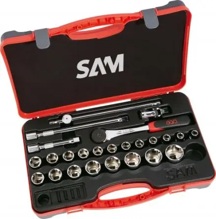 Produktfoto 1 von SAM Steckschlüsselsatz 1/2 in Vierkant 6-Kant 25-teilig