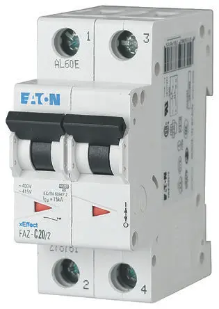 Produktfoto 1 von Eaton FAZ Miniaturüberlastschalter K, Pol 2-polig 6A 415V ac, Abschaltvermögen 10 kA FAZ 60 V dc
