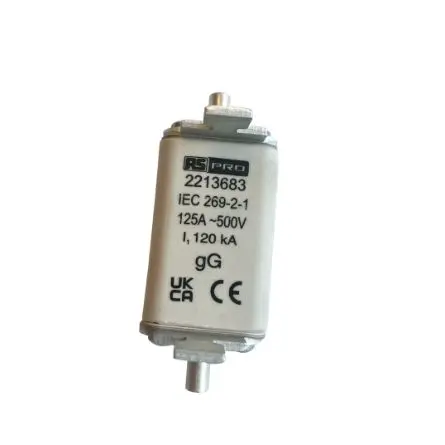 Produktfoto 1 von RS PRO NH-Sicherung NH00, 415V ac / 125A F, gG IEC 60269-2