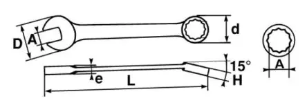 Produktfoto 1 von SAM Ring-Maulschlüssel 19/32 in Höhensicher, Länge 178mm