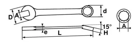 Produktfoto 1 von SAM Ring-Maulschlüssel 3/4 in Höhensicher, Länge 213mm