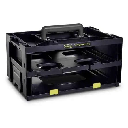 Produktfoto 1 von Raaco Kleinteilebox, Kunststoff Schwarz, 2 Fächer, 195 mm x 386mm x 263 mm
