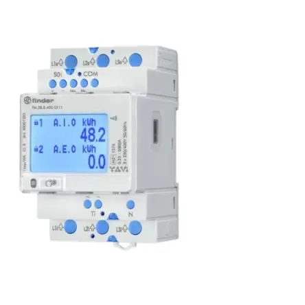 Produktfoto 1 von Finder 7M Energiemessgerät LCD 95.4 mm x 52.5 mm Energiemessgerät, 7-stellig / 3-phasig 2 Ausg. Impulsausgang