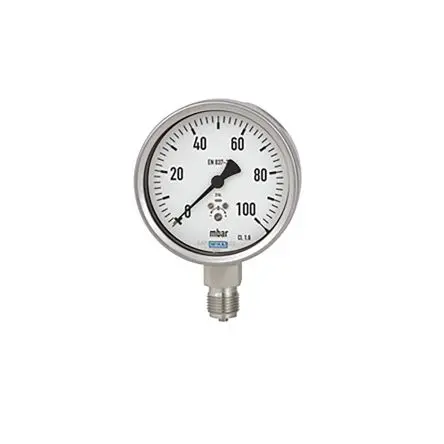 Produktfoto 1 von WIKA Mit Gewinde 63X.50 Manometer 100 mm 0 bar → 100 mbar Edelstahl Gehäuse G 1/2