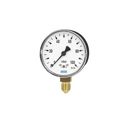 Produktfoto 1 von WIKA Mit Gewinde 6X1.10 Manometer 63 mm -0.06 bar → 0 bar Stahl Gehäuse 1/4 in NPT