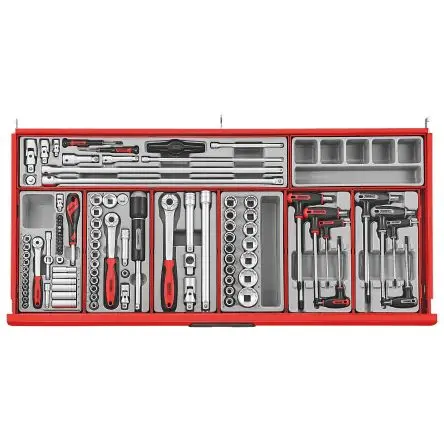 Produktfoto 1 von Teng Tools Metall Werkzeugbox Rollenschrank Rot, 7 Schubladen, L. 460 mm B. 963mm H. 960 mm, 150.44 kg mit Rädern