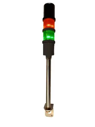 Produktfoto 1 von RS PRO LED Signalturm Summer 2-stufig Linse Rot, Grün 24V ac/dc Filament/Warnsummer, Dauer Schraubanschlussklemme 450 mm