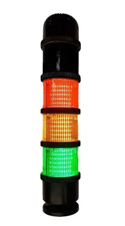 Produktfoto 1 von RS PRO LED Signalturm Summer 3-stufig Linse Grün, Gelb, Rot 24V ac/dc Mehrere Basis 165 mm Multifunktion