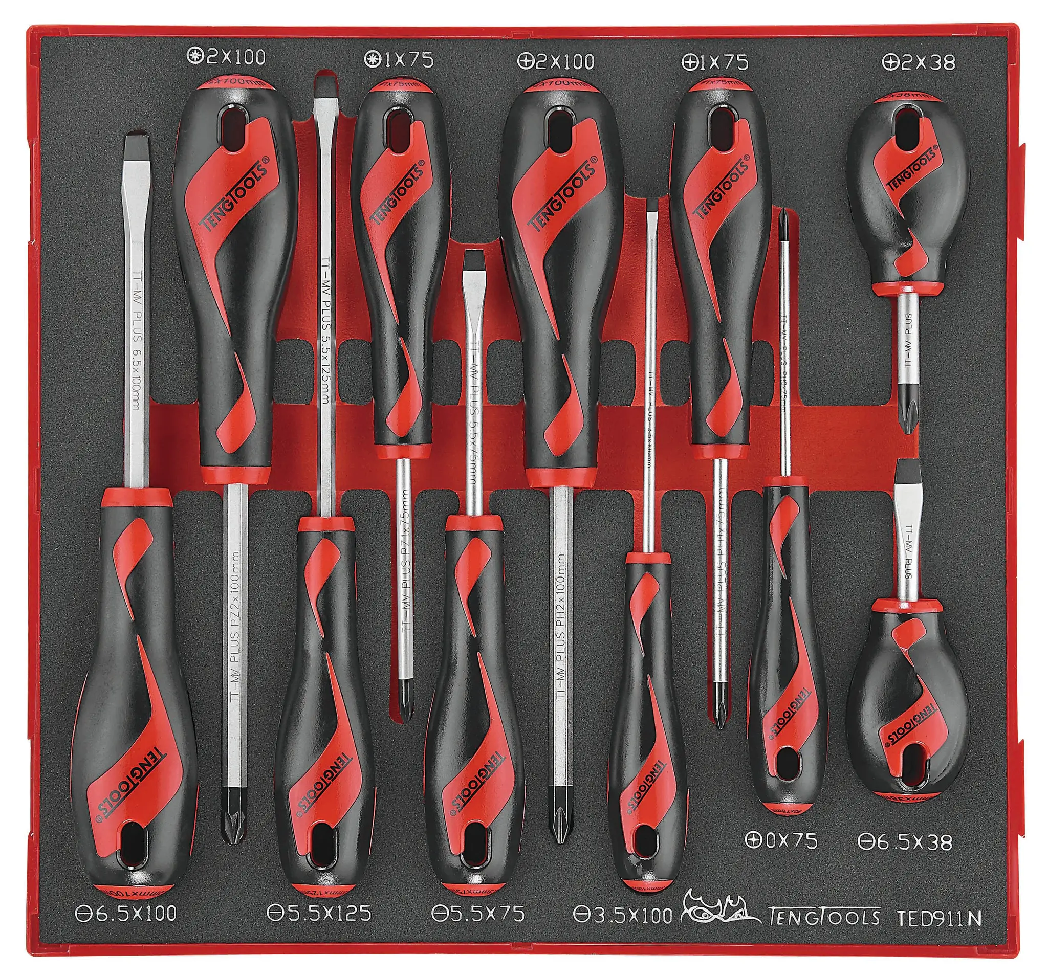 Produktfoto 1 von Teng Tools Standard-Schraubendrehersatz, 11-teilig