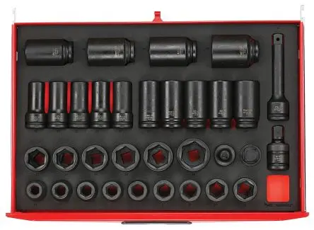 Produktfoto 1 von Teng Tools Schlag-Steckschlüssel lang 3/4 in Sechskant 6-Kant 3/4 in 33-teilig