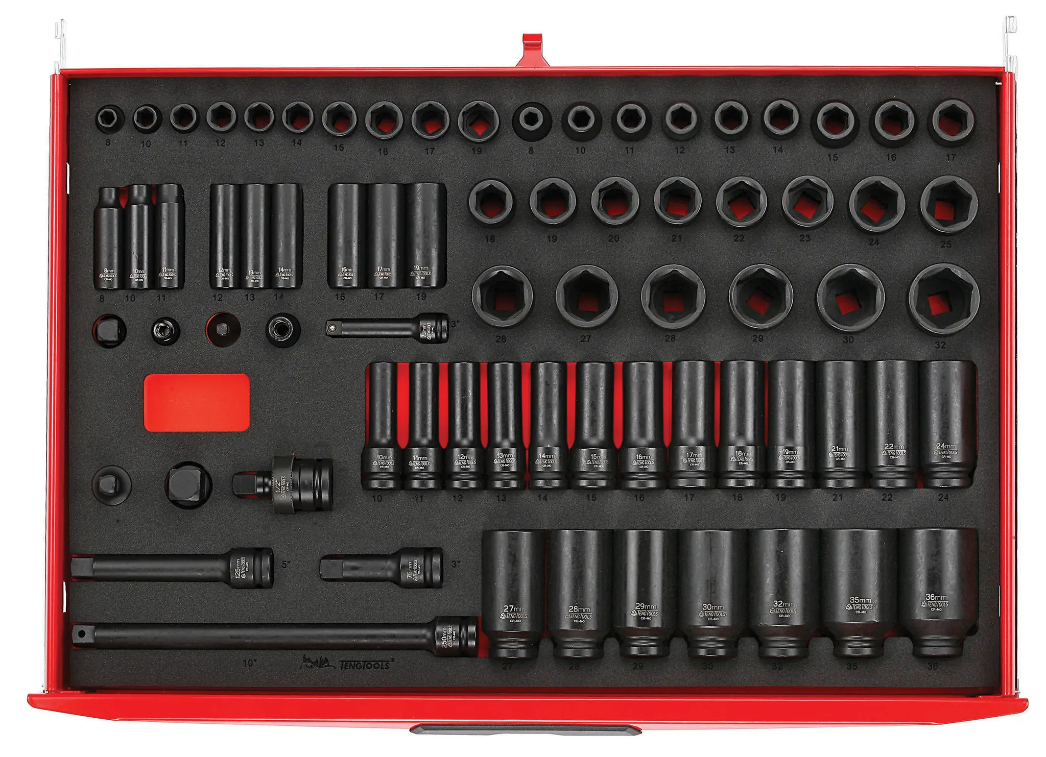 Produktfoto 1 von Teng Tools 1/2 in Vierkant Sechskant 8 to 36 mm 73-teilig