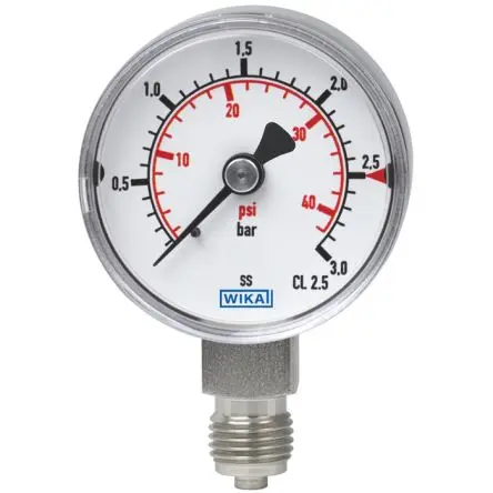 WIKA MNPT 131.11 Manometer 50 mm -1 bar → 1.5 bar Edelstahl Gehäuse G 1/4