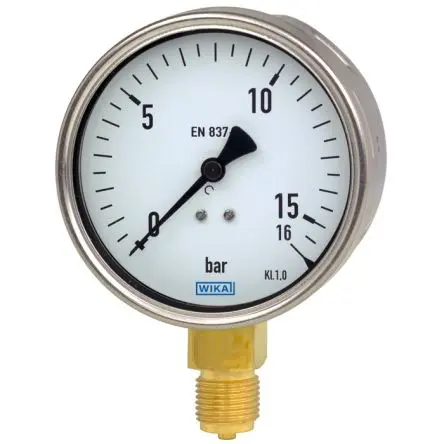 WIKA MNPT 212.20 Manometer 100 mm 0 bar → 40 bar Edelstahl Gehäuse G 1/2