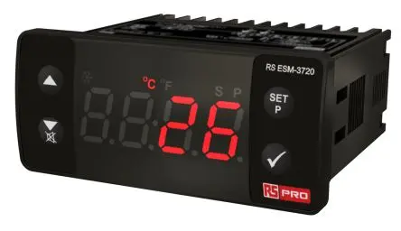 RS PRO ESM PID Temperaturregler Frontplattenmontage 1, 2 x Halbleiterrelais, Relais Ausgang/ Pt100 Eingang 30V Ein-Aus,