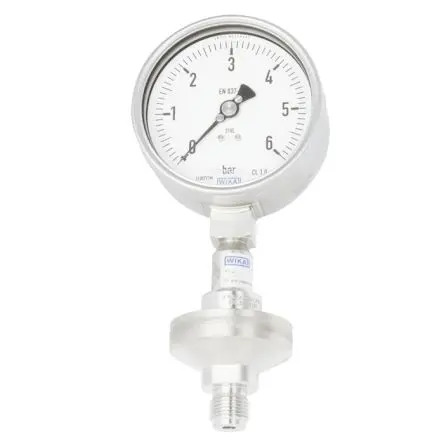 WIKA Mit Gewinde DSS34M Manometer 100 mm 0 bar → 1 bar Edelstahl Gehäuse G 1/2