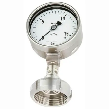 WIKA Mit Gewinde DSS19F Manometer 100 mm -1 bar → 10 bar Edelstahl Gehäuse