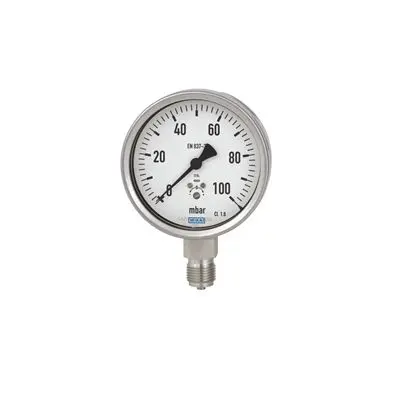 WIKA 632.50 63X.50 Druckmessgerät Prozessanschluss unten Analog 0bar → 400mbar, Ø 100mm NPT1/2