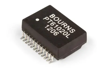 Produktfoto 1 von Bourns LAN-Ethernet-Transformator Oberfläche 4 Ports -1.1dB, L. 17.62 mm B. 12.2mm T. 6 mm