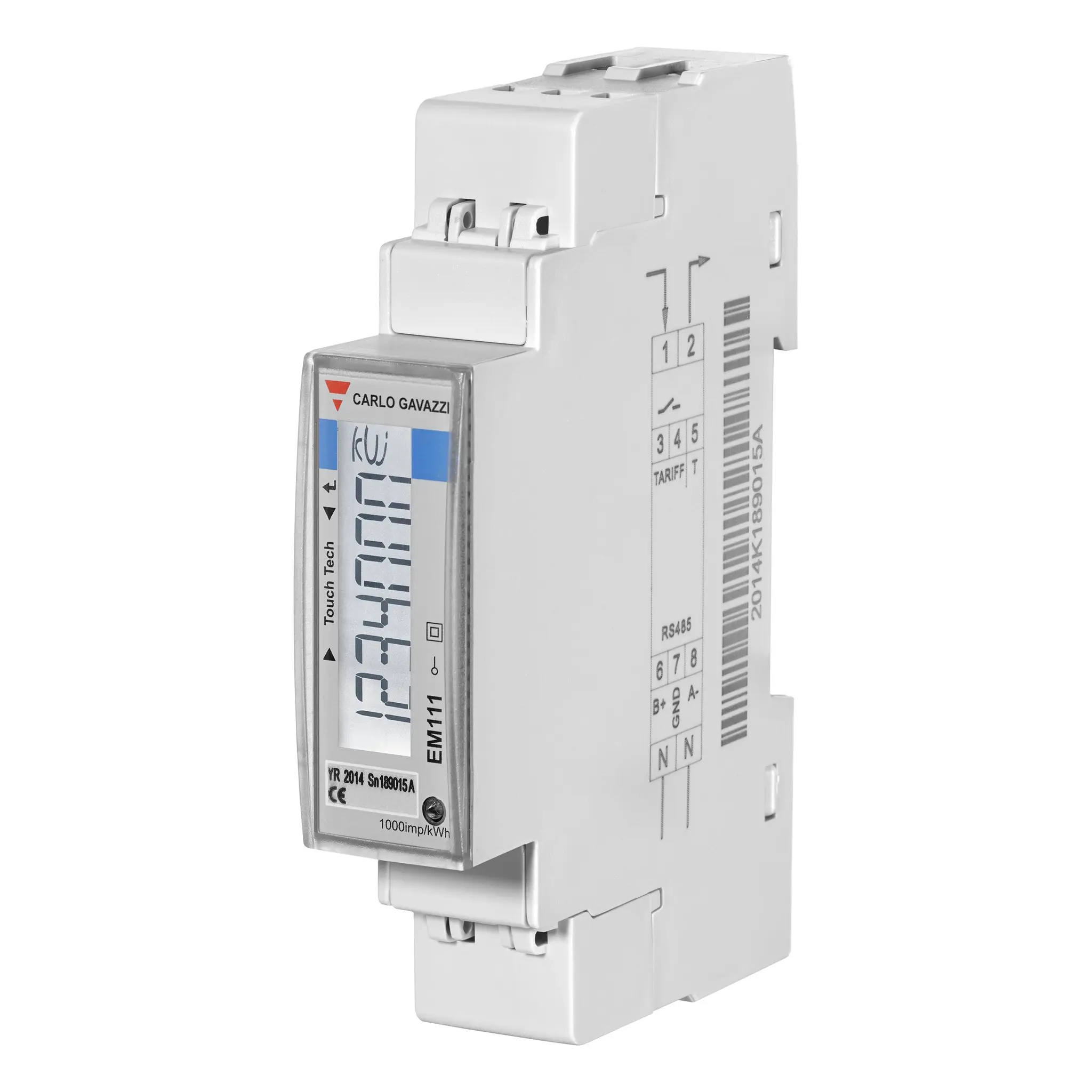 Carlo Gavazzi EM111 Energiemessgerät LCD 91.5 mm x 17.5 mm Energiemessgerät, 7-stellig / 1-phasig 1 Eing. Impulsausgang