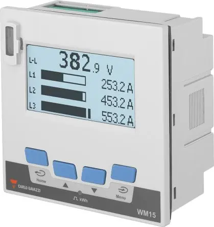 Produktfoto 1 von Carlo Gavazzi WM15 Digitales Multifunktionsmessgerät LCD 96 mm x 96 mm Digital / 3-phasig 5 Ausg. Impulsausgang