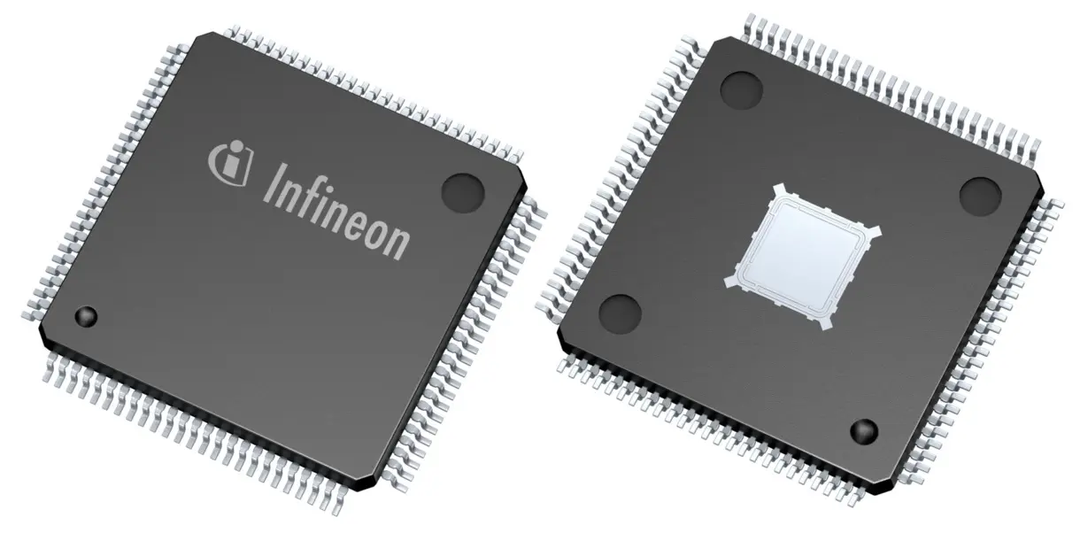 Produktfoto 1 von Infineon Mikrocontroller XMC4000 ARM Cortex M4 32 bit Flash Oberfläche 1024kB LQFP 100-Pin 120 MHz 160 kB RAM