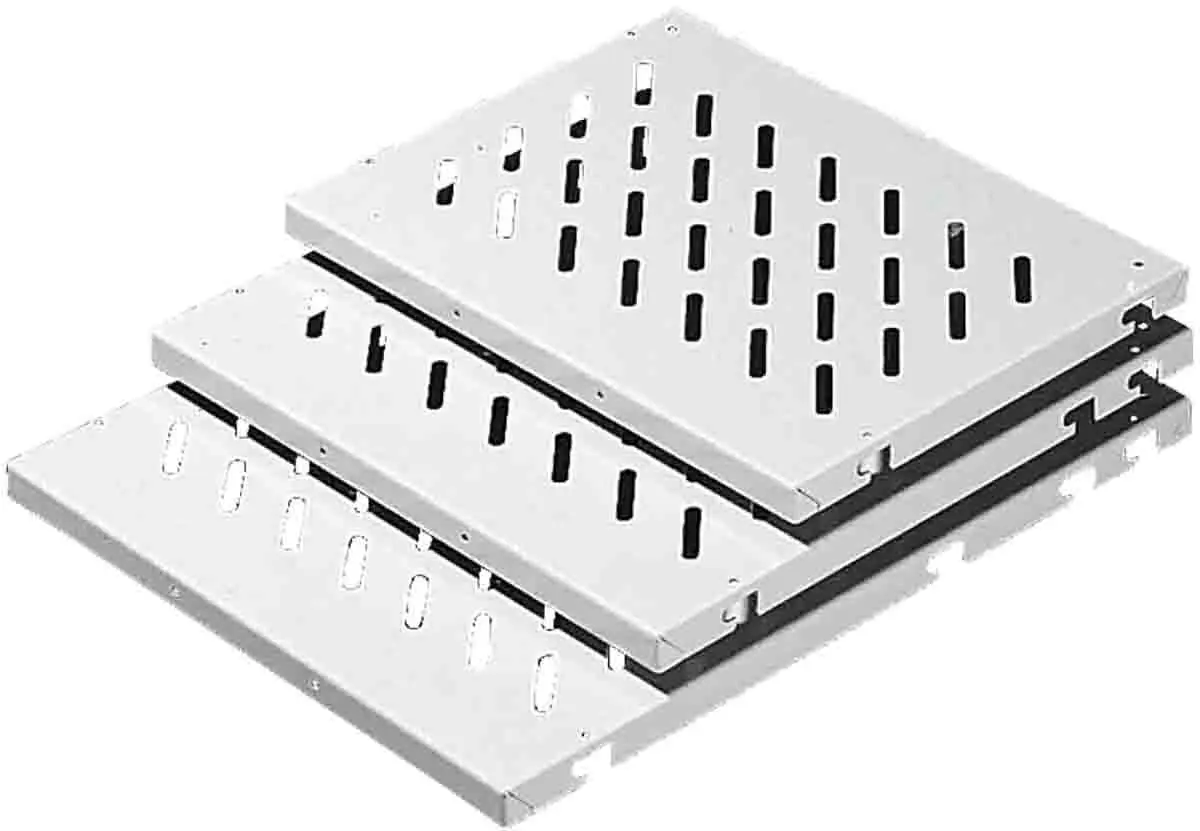 Produktfoto 1 von Rittal Ablagefach, Stahlblech Grau 100kg Belüftet, 671 mm x 700 mm x 100 mm x 700 mm