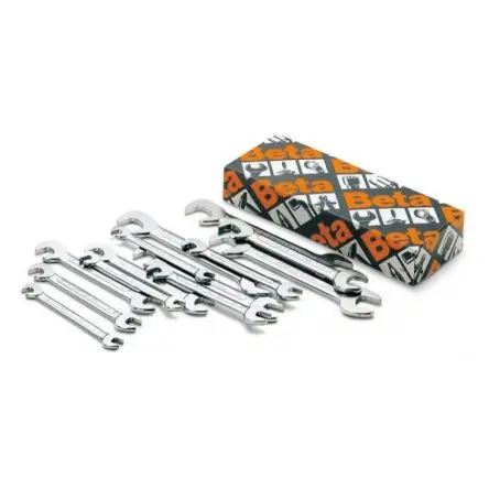 BETA Doppelgabelschlüssel Doppelendiger offener Schraubenschlüssel-Satz CrV-Stahl, 13-teilig 12 mm, 6 mm, 7 mm, 4 mm, 10