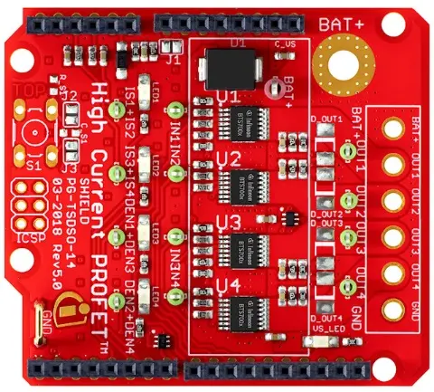 Produktfoto 1 von Infineon SHIELD-BTS7008-1EPP Arduino-Shield, Demoboard Rev 3