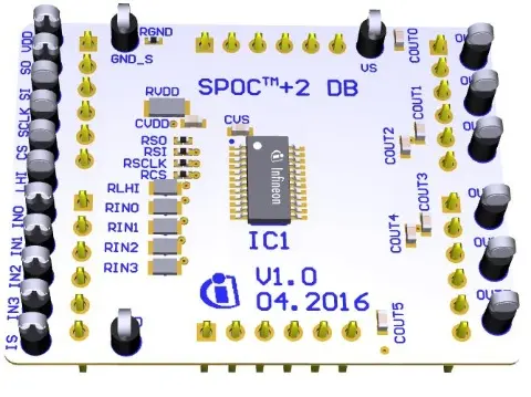 Produktfoto 1 von Infineon Evaluierungsplatine, SPOC-2 DB BTS72220-4ESA Stromüberwachungseinheit