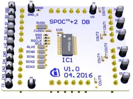 Produktfoto 1 von Infineon BTS72220-4ESA Evaluierungsplatine, SPOC-2 DB BTS72220-4ESA Energieverwaltung, für Kombination mit der SPOC