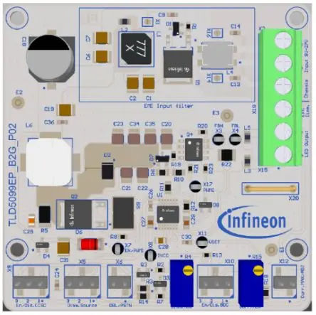 Produktfoto 1 von Infineon TLD5099EP Evaluierungsplatine, TLD5099EP-B2G EVALKIT Boost-Controller