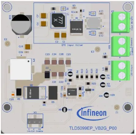 Produktfoto 1 von Infineon TLD5099EP Evaluierungsplatine, TLD5099EP-VB2G EVALK Boost-Controller