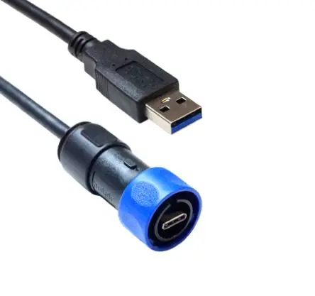 Produktfoto 1 von Bulgin Stecker 4000 IC-Buchse USB-Kabel, USB Typ C Stecker / USB Typ A, 2 m USB 3.2 Schwarz