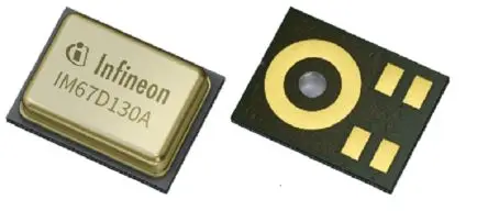 Produktfoto 1 von Infineon 5-Pin Mikrofon MEMS-Mikrofon Digital Rundstrahl 1kHz PG-LLGA-5 67 dB Oberfläche 1.62 V 3.6V