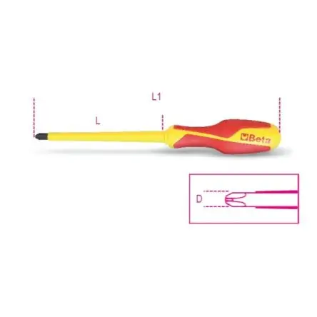 Produktfoto 1 von BETA VDE PH1 Isolierter Schraubendreher, 187 mm / Klinge 80 mm