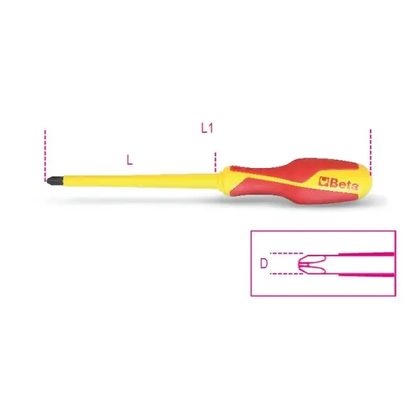 Produktfoto 1 von BETA VDE 1000V zugelassen PH0 Kreuzkopf PHILLIPS®, 180 mm / Klinge 60 mm